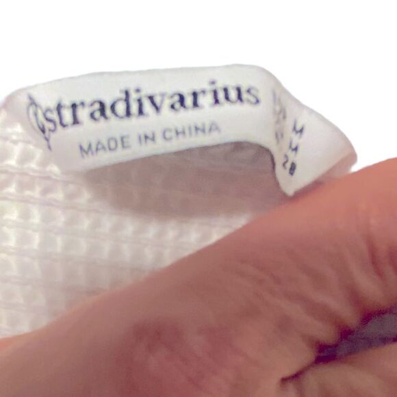 Stradivarius Poplin Midi Dress w/ Straps Womens Medium White BP0306 - Picture 9 of 13